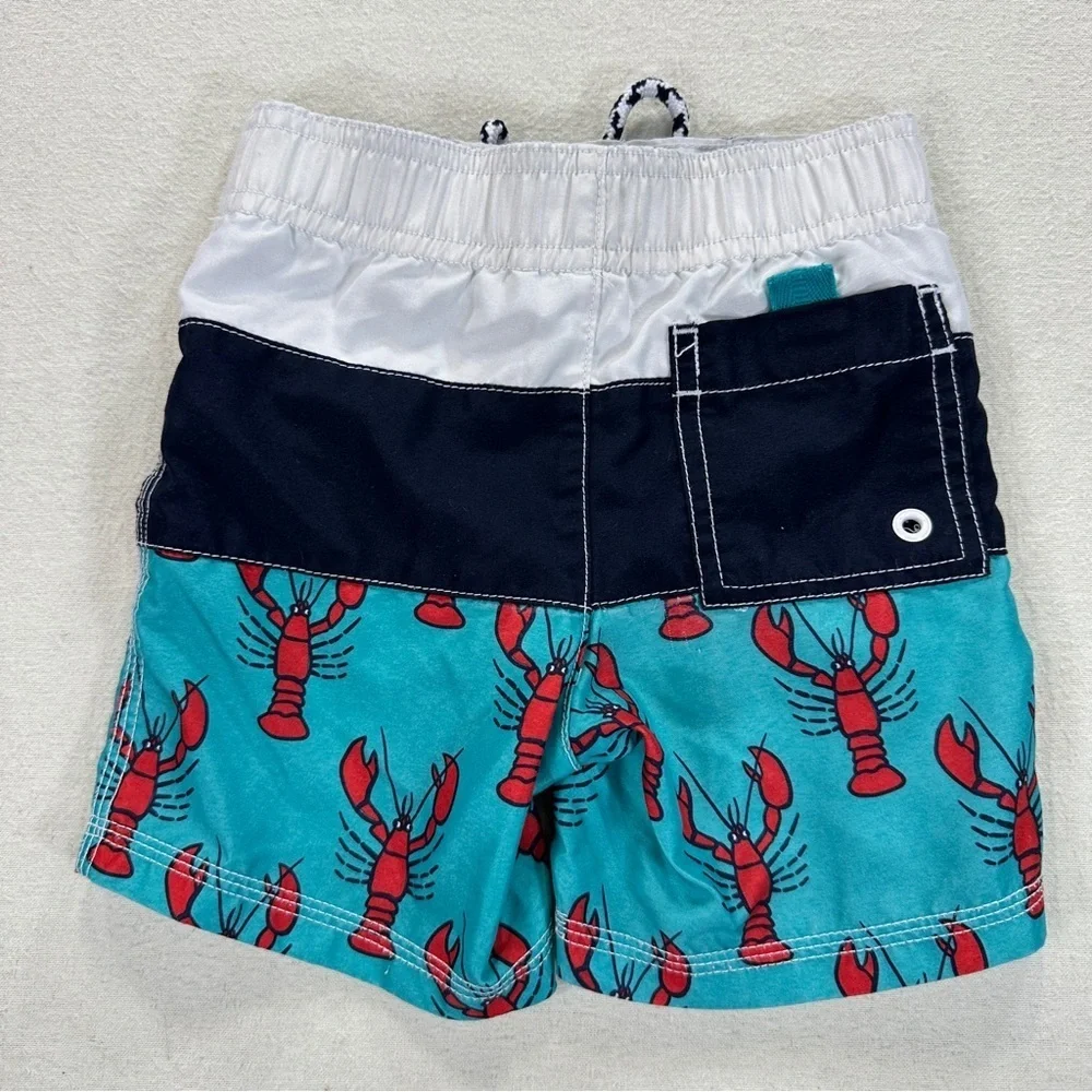 Gymboree Lobster Print Swim Trunks Shorts Sz 12-18 Memorial Forth July